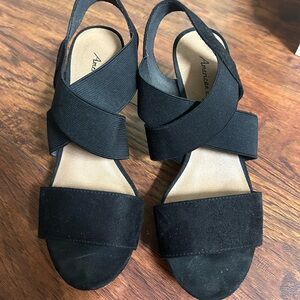 American Eagle By Payless Black Wedge Sandals